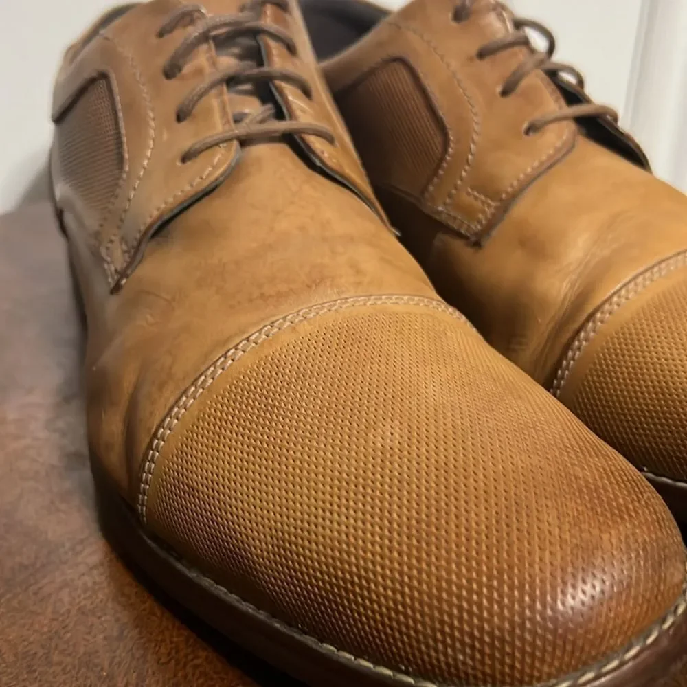 🔥🔥‎ ROCKPORT Simon Cap Toe Oxford Cognac Leather Dress Shoes - Men Sz 12 - EUC